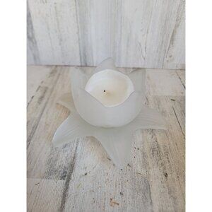 Vintage frosted glass flower candle‎ holder Unique home decor